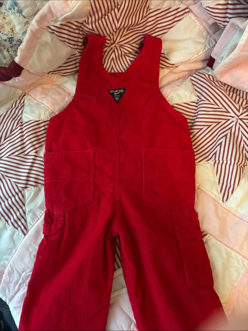Oshkosh B’gosh Red Corduroy Overalls NWOT Sz 3T